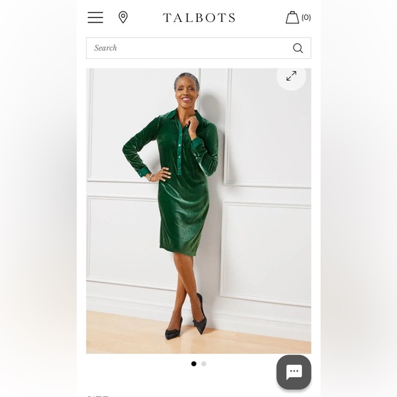Talbots Emerald Long Sleeve velvet shiny Dress M - Picture 1 of 5